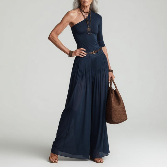 Constance™ — Elegant asymmetrisk lang kjole med én skulder