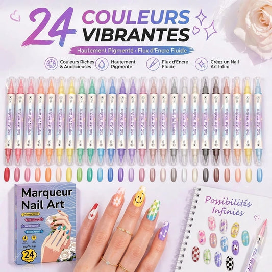 Pinceline™ — Sæt med 24 nailart-tusser med 0,02 in fin præcisionsspids, langtidsholdbare og vandfaste