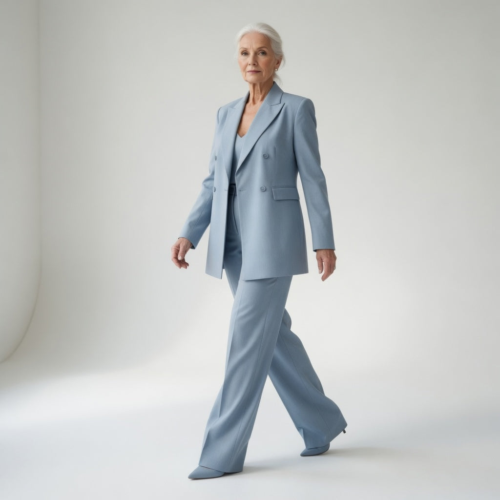 Élisabeth™ — Isblå buksedragt med struktureret elegance