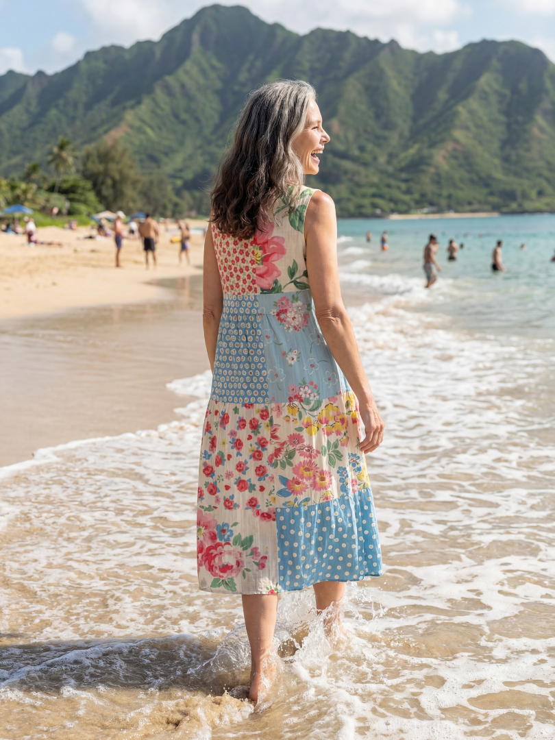 Kira - Afslappet blomstret midikjole