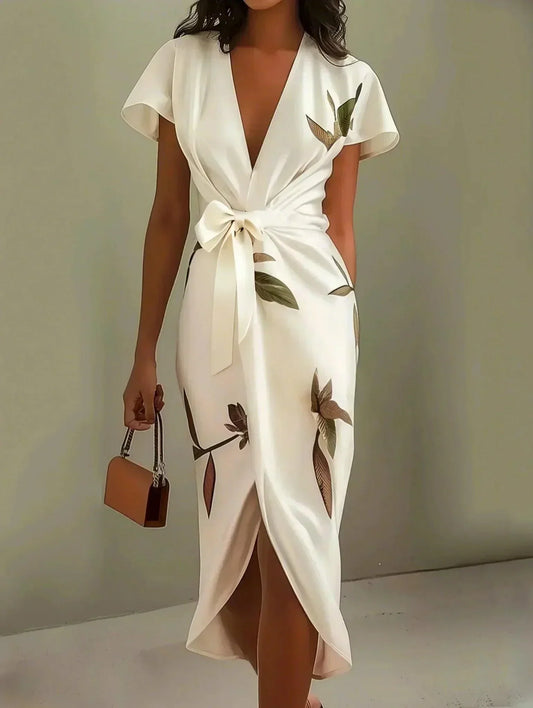 Elin™ - Elegant wrapkjole med blomsterprint