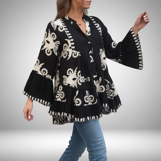Théodeline™ – Broderet bohemebluse med strålende femininitet