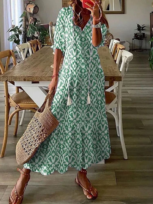 Élodie™ — Elegant blomstret maxikjole i fløjlsblødt stof