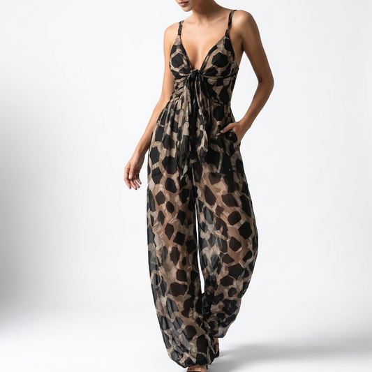 Zarellia™ — Flydende leopardjumpsuit med vild elegance