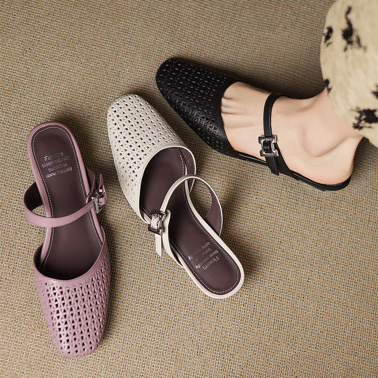 Lou | Perforerede Mules med Rem