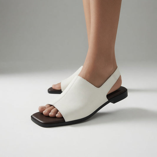 Séraphelle™ — Sandal med firkantet tå og lav hæl, minimalistisk elegance