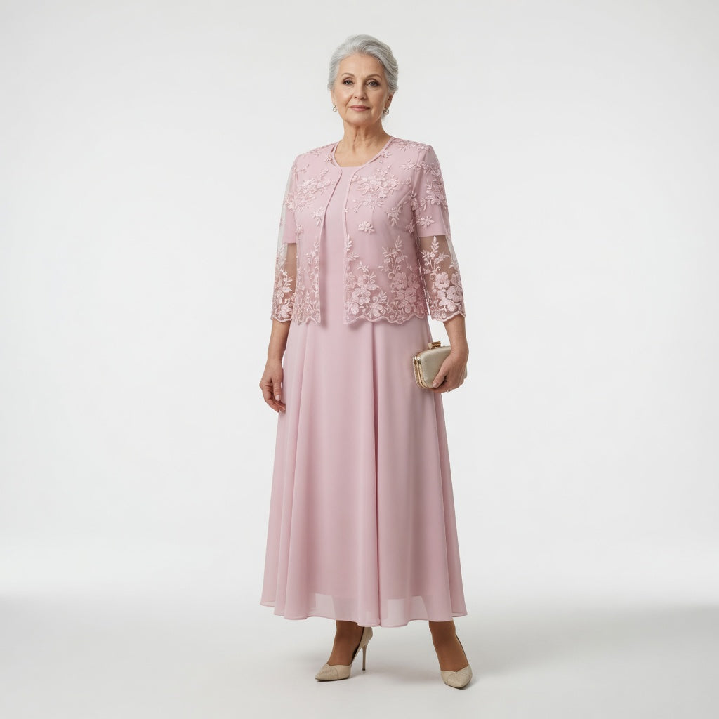 Victorine™ — Lang festkjole med elegant blomsterdesign