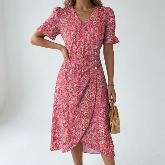 Maësylia™ — Elegant florlagt kimono-kjole med blomster til sommeren