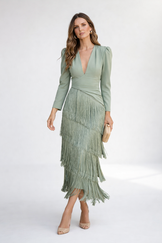 Valériane™ – Elegant frynset kjole med raffineret silhuet