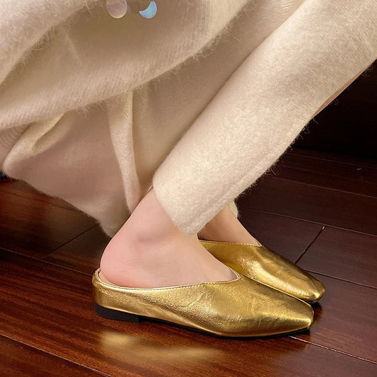 Beatrice | Metallic mules med firkantet tå