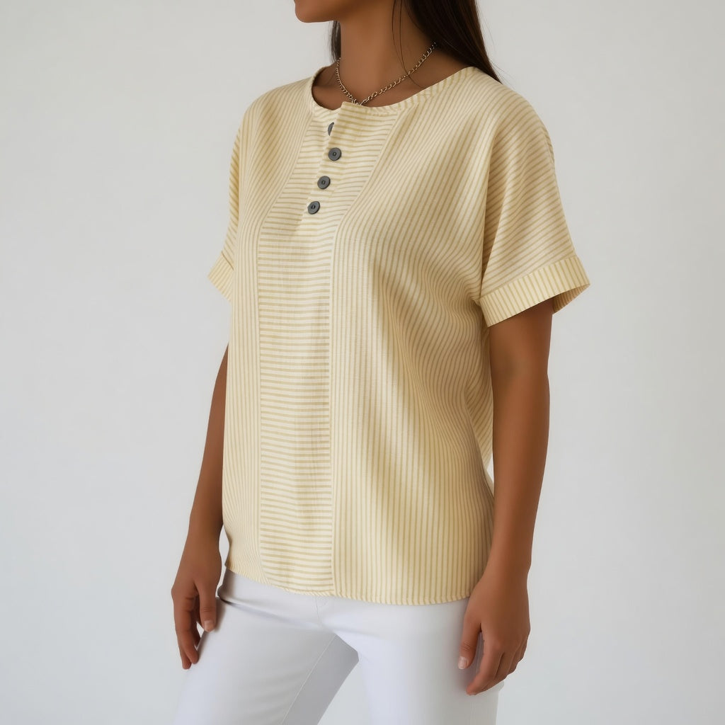 Sorène™ — Stribet hørbluse med naturlig blødhed
