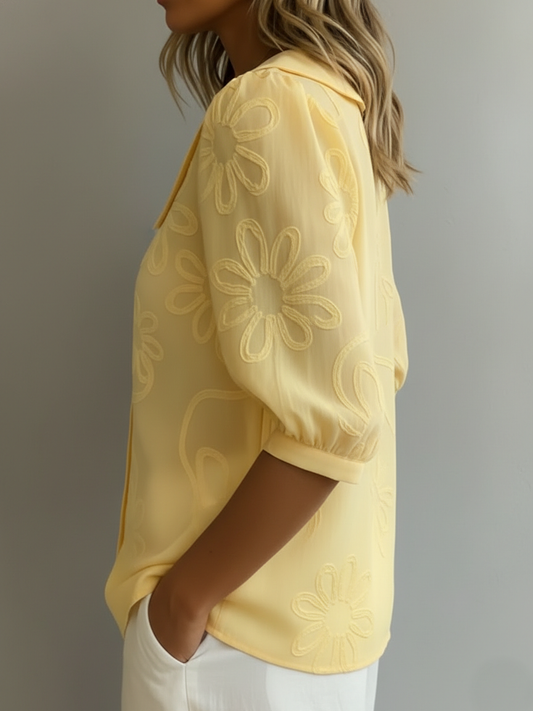 Aurélie™ — Let blomstret bluse med naturlig elegance