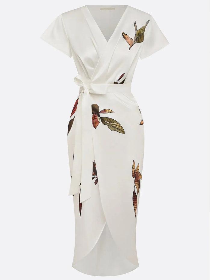 Elin™ - Elegant wrapkjole med blomsterprint
