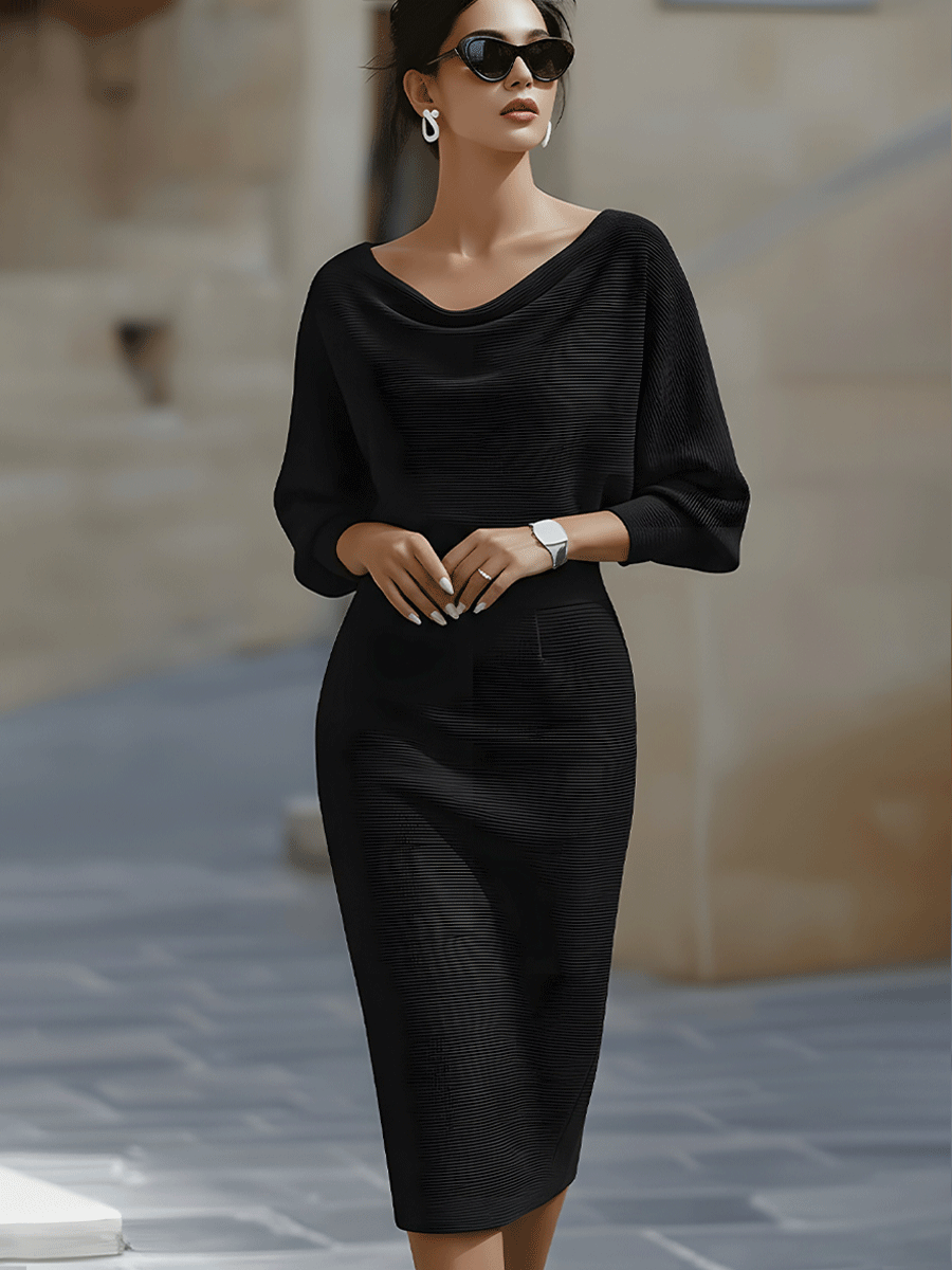 Clarisse™ — Elegant tidløs draperet midikjole