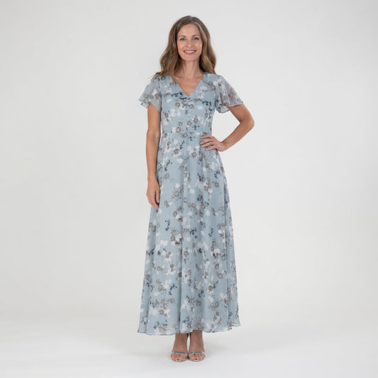 Ismeria | Maxikjole i blomstret chiffon