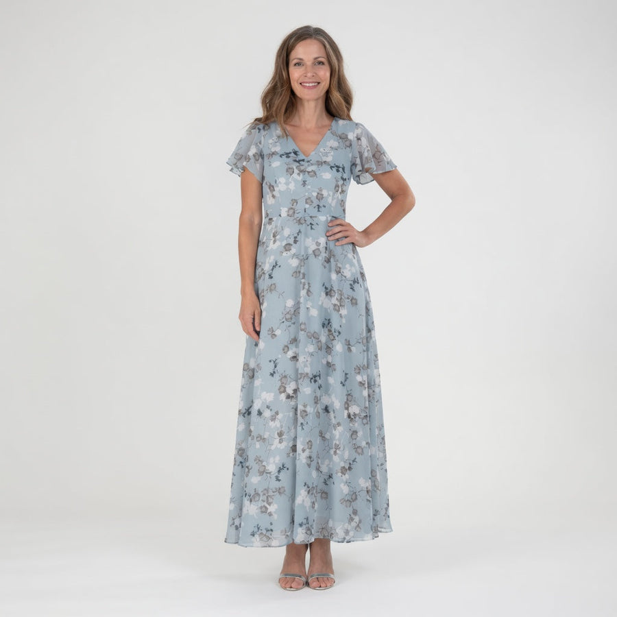 Ismeria | Maxikjole i blomstret chiffon
