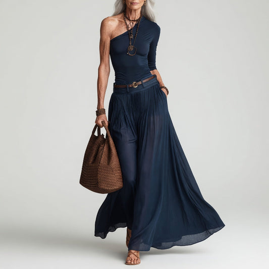 Constance™ — Elegant asymmetrisk lang kjole med én skulder