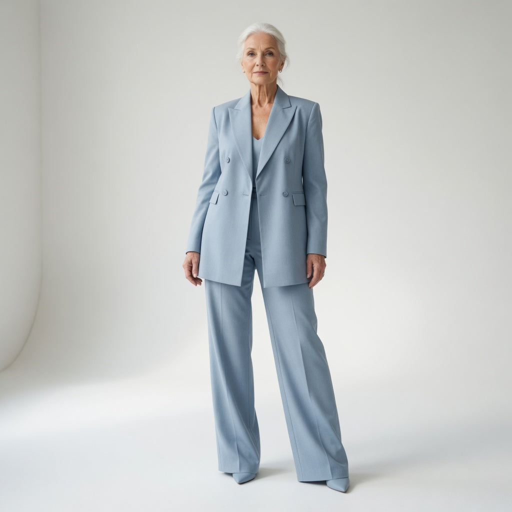 Élisabeth™ — Isblå buksedragt med struktureret elegance