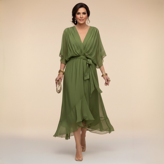 Monica — Elegant lang kjole med flydende fald