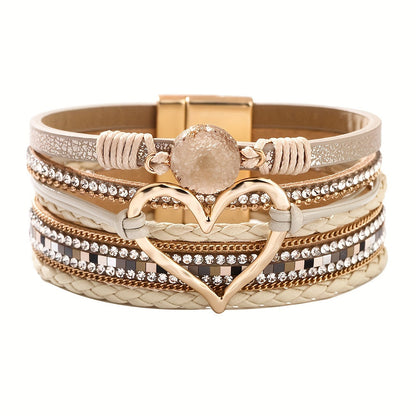 Boho-armbånd i Læder med Flere Lag