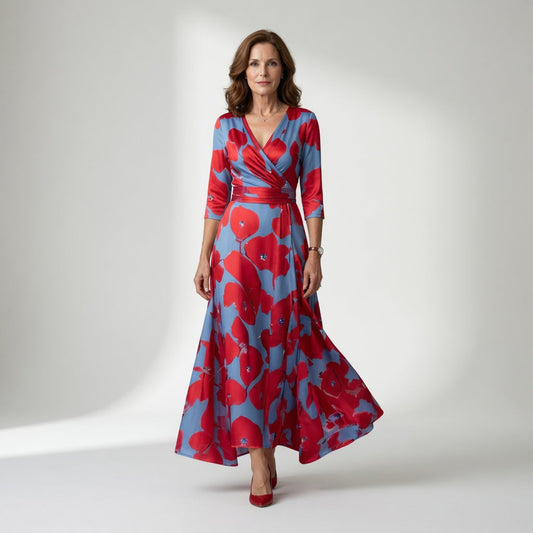 Celine | Midikjole i wrap-look med krave