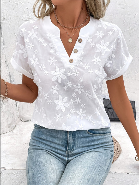 Fleur™ — Elegant sommerbluse med delikat mønster