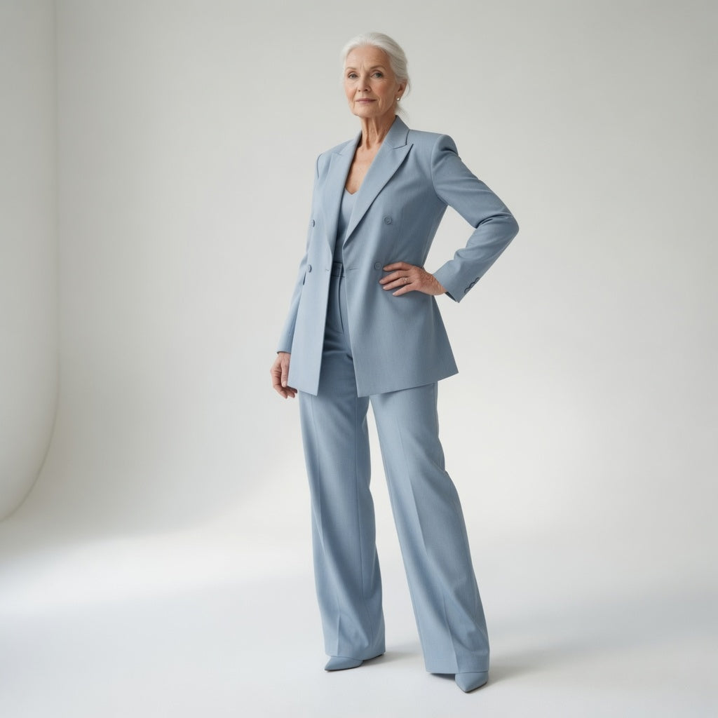 Élisabeth™ — Isblå buksedragt med struktureret elegance