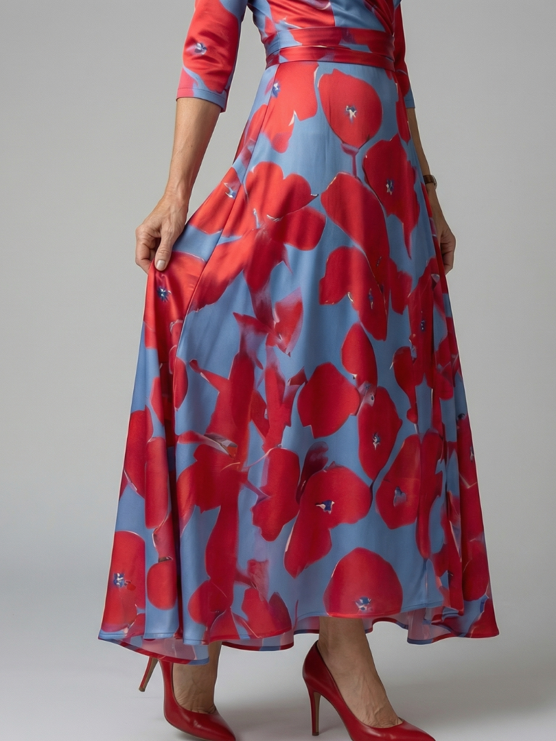 Celine | Midikjole i wrap-look med krave