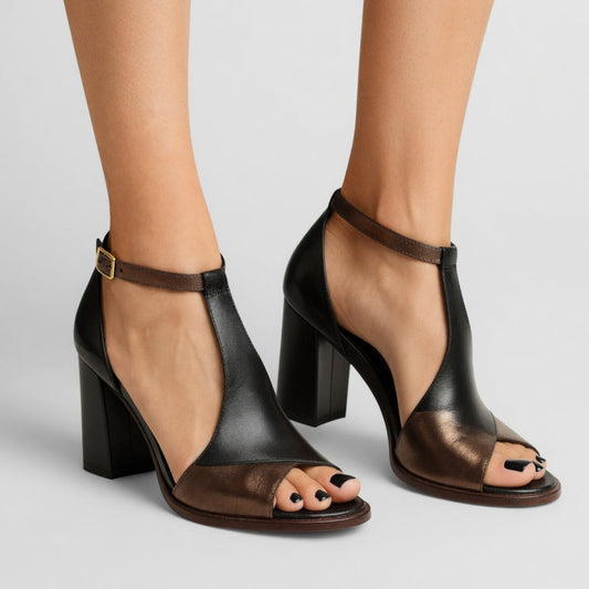 Elwira™ — Sandal med blokhæl i to farver og markant urban elegance
