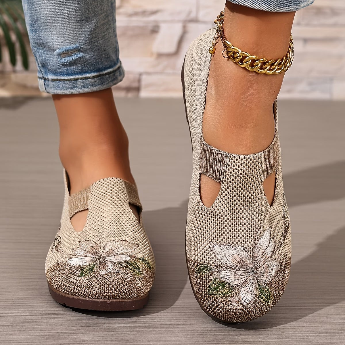 Rosalie™ — Elegante ergonomiske ballerinasko med blomstermotiv