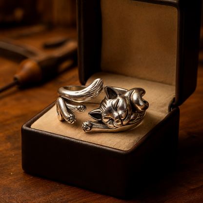 Marianne™ | Vintage ring med kattemotiv