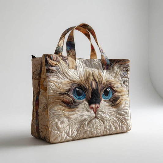 Tote Bag Artisan - Hvid Kat med Blå Øjne