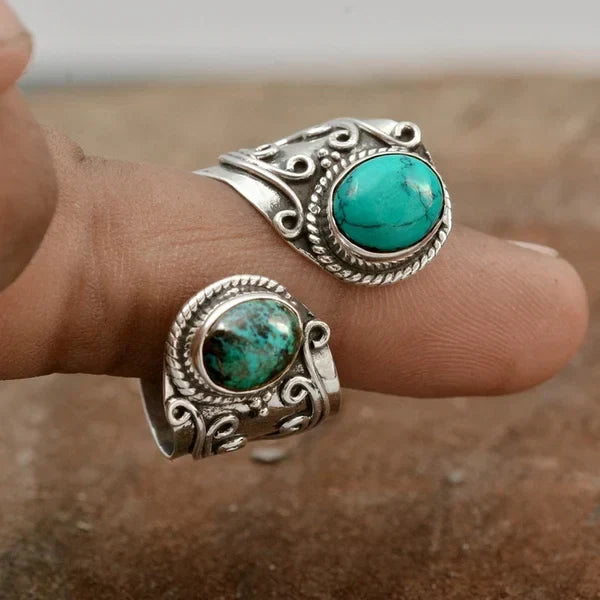 Justerbar turkis ring