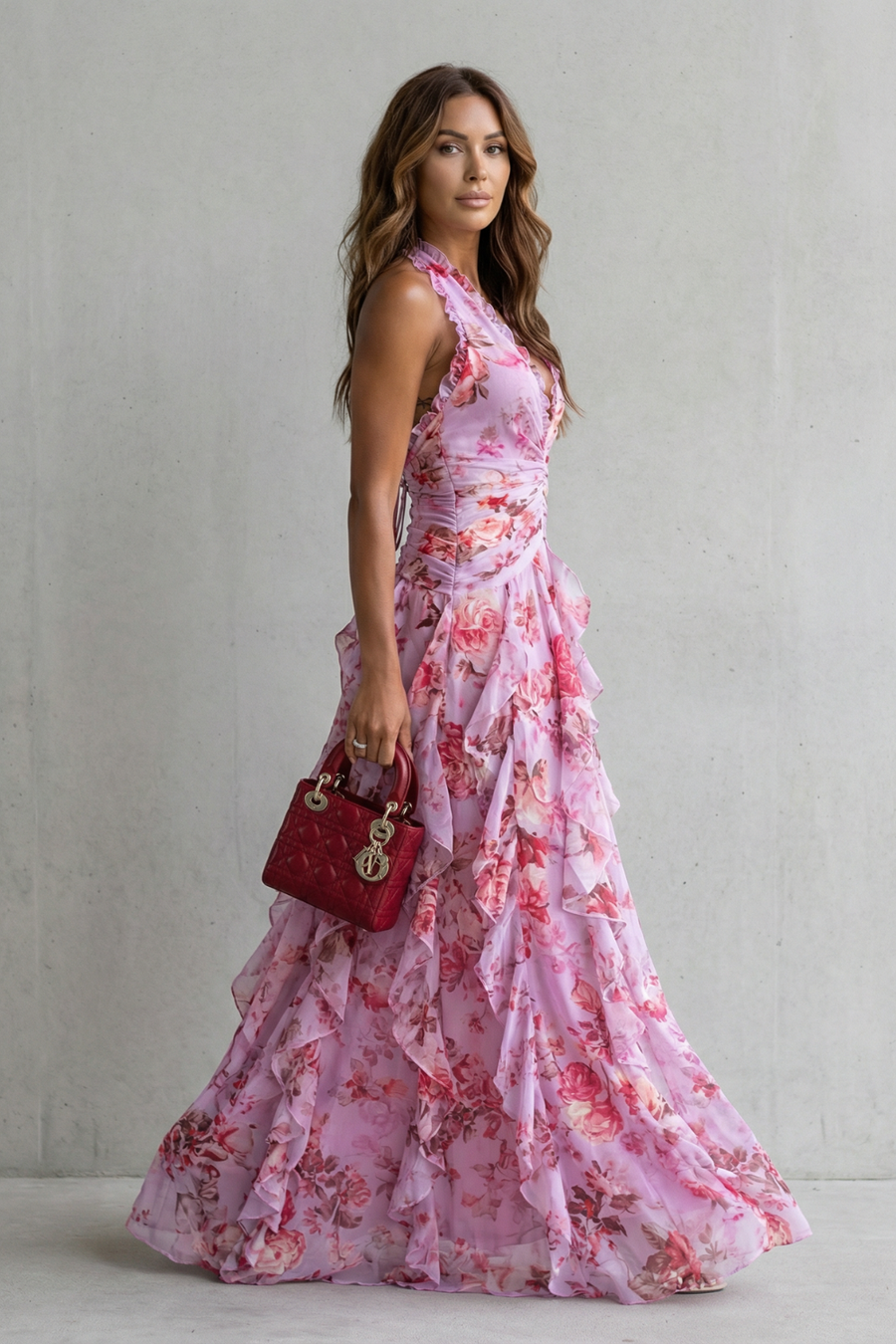 Elegant lang kjole med halterneck - Maison Claire et Sylvie