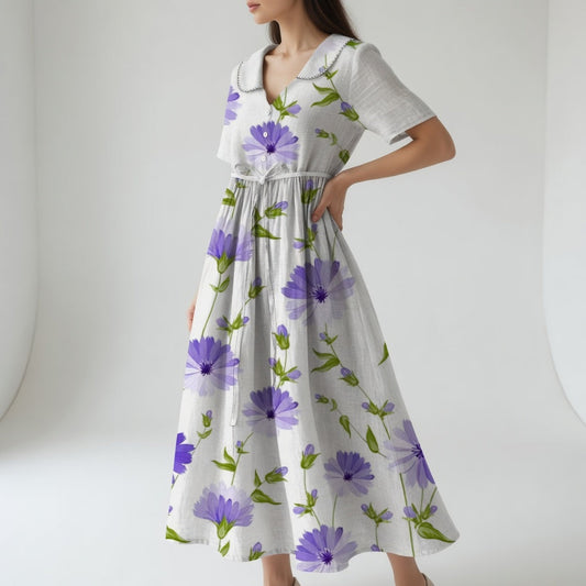 Sage - Elegant vintagekjole med blomster