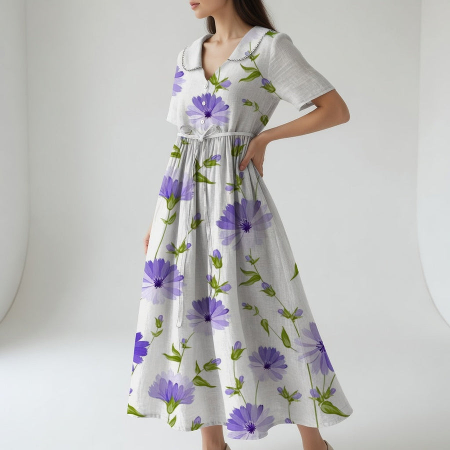 Sage - Elegant vintagekjole med blomster
