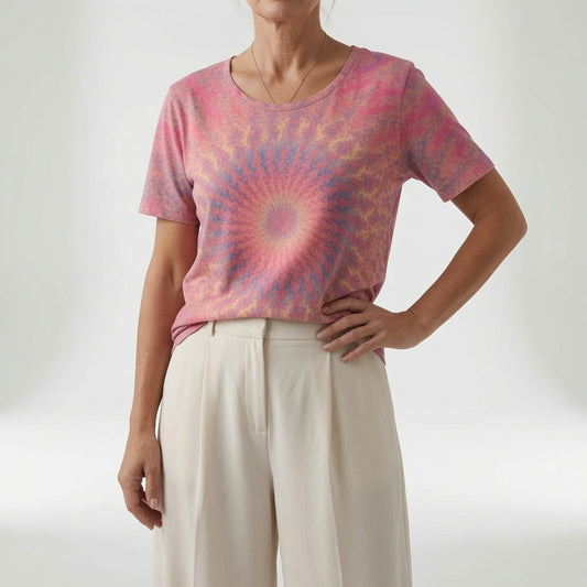 Lysoria™ — Løstsiddende T-shirt med kunstnerisk print i afslappet stil