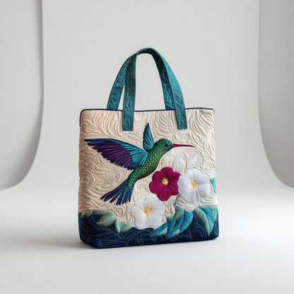 Artisan Tote Bag - Kolibri og hvid blomst