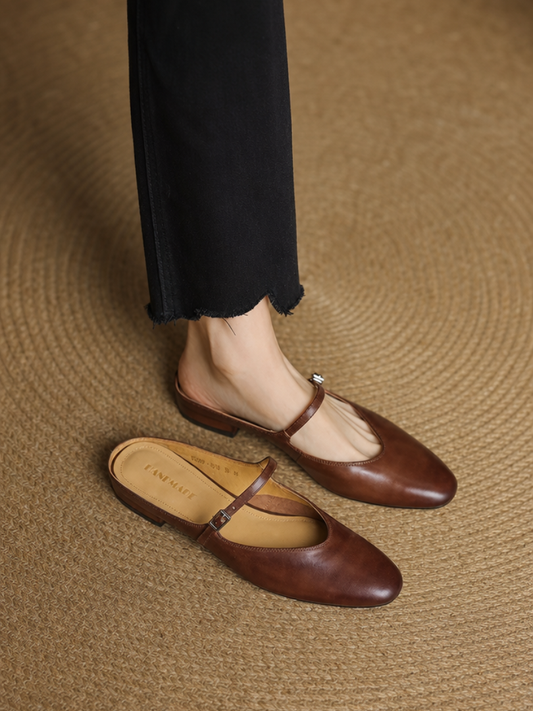 Bianca | Mary Jane-mules med mandelformet snude