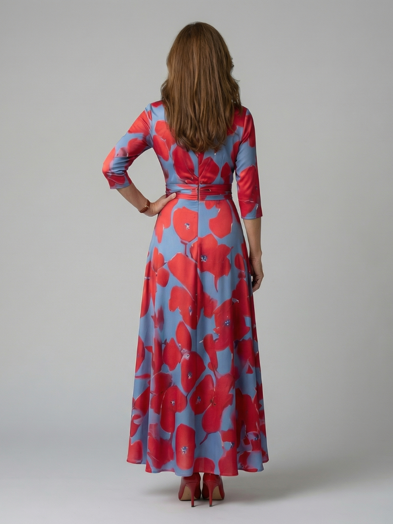 Celine | Midikjole i wrap-look med krave