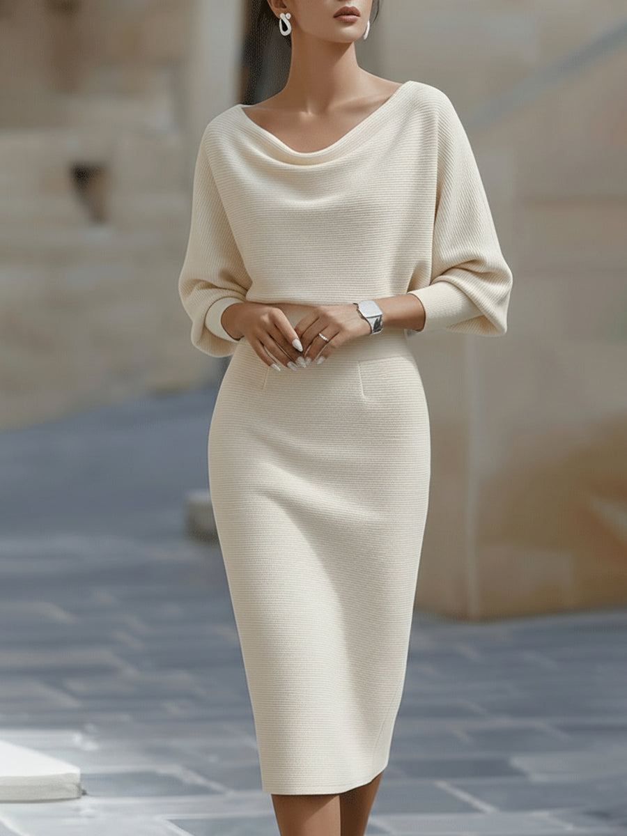 Clarisse™ — Elegant tidløs draperet midikjole