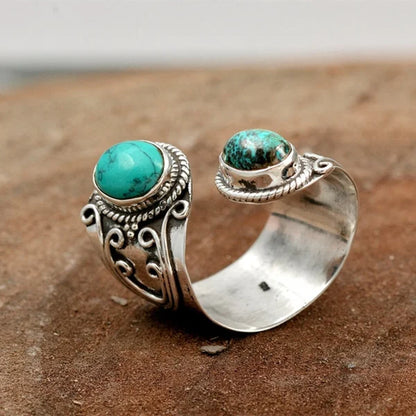 Justerbar turkis ring