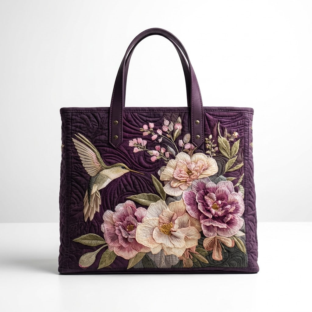 Artisan Tote Bag - Kolibrier og Orkidéer