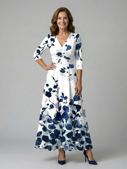 Celine | Midikjole i wrap-look med krave
