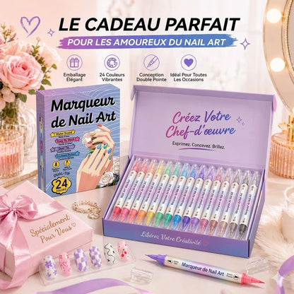 Pinceline™ — Sæt med 24 nailart-tusser med 0,02 in fin præcisionsspids, langtidsholdbare og vandfaste