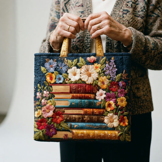 Artisan Tote Bag - Blomsterprint og bøger