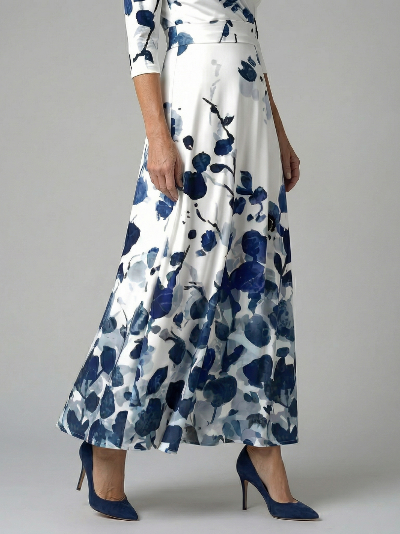 Celine | Midikjole i wrap-look med krave