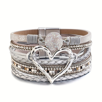 Boho-armbånd i Læder med Flere Lag