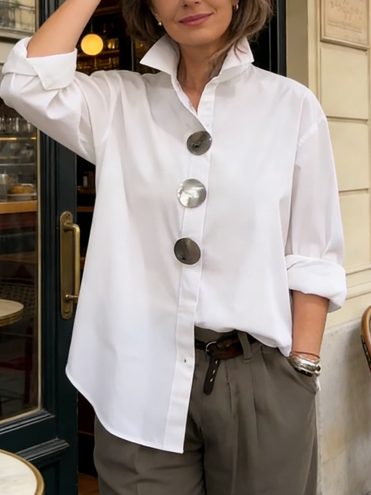 Ariana™ — Elegant skjortebluse i silke og bomuld