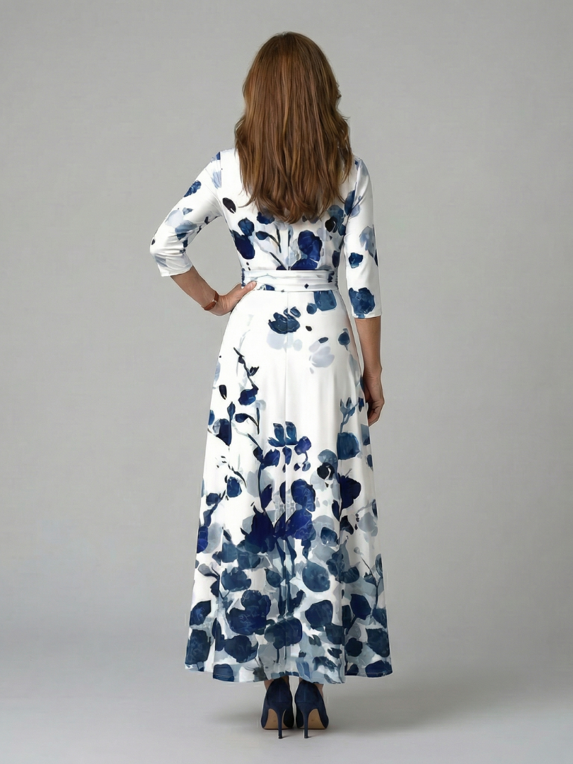 Celine | Midikjole i wrap-look med krave